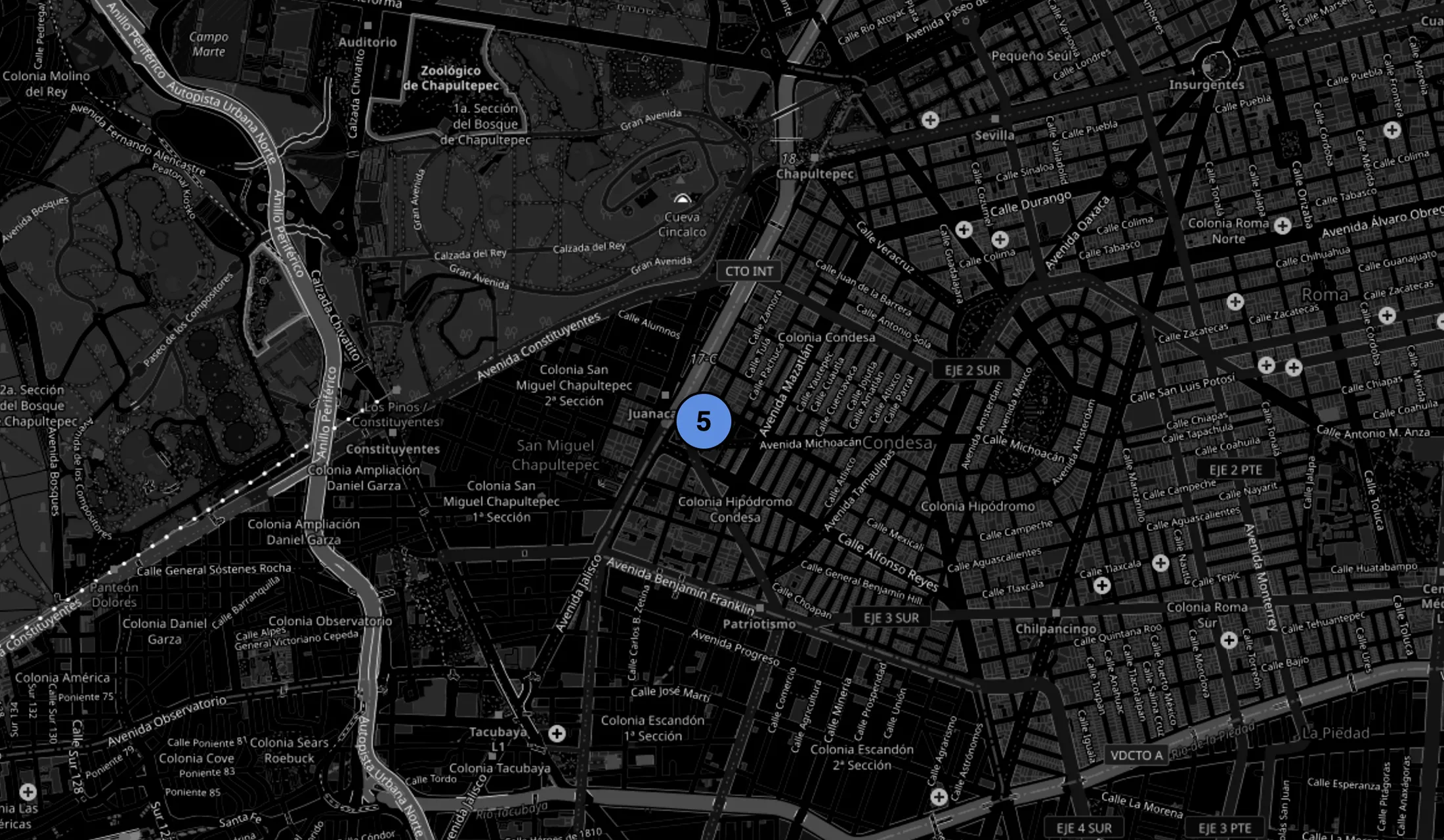 Mapa de ubicación de Deep Tech House en Condesa